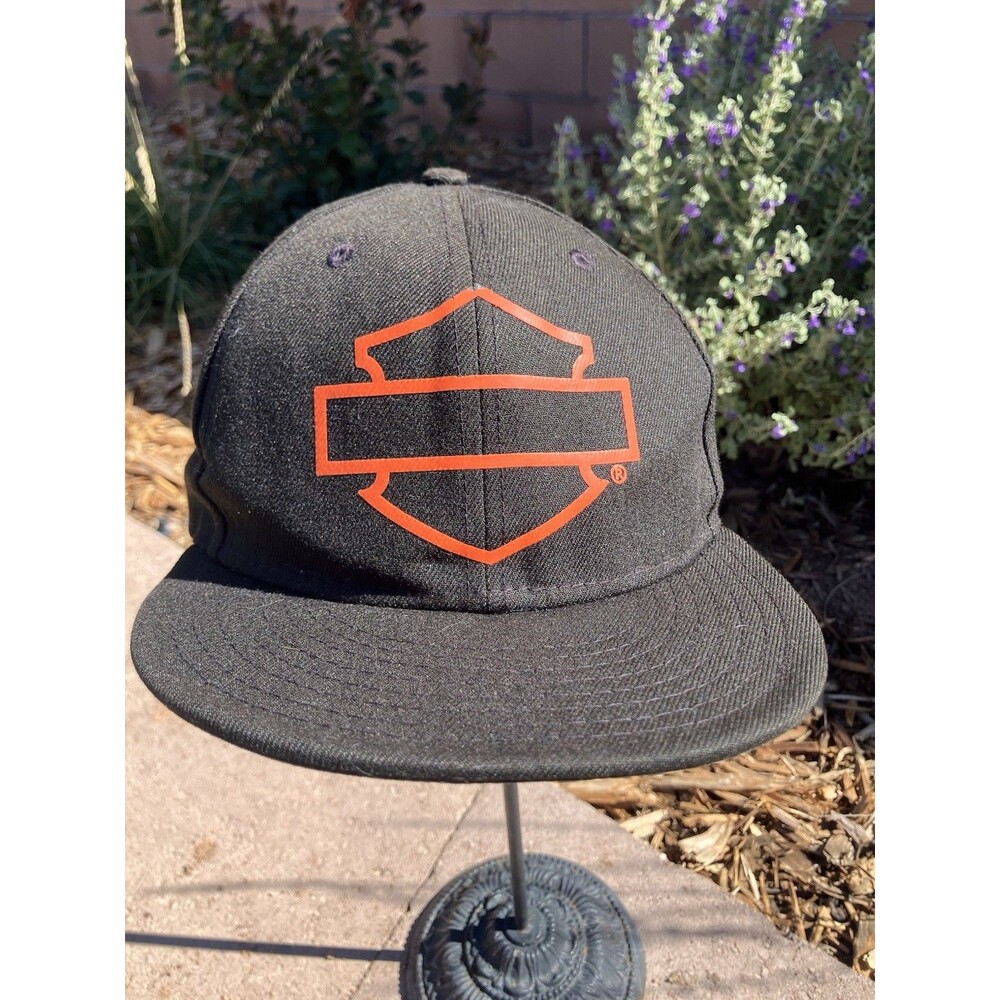 Harley Davidson New Era 59Fifty Hat 7 1/8” Black Orange Bar Shield